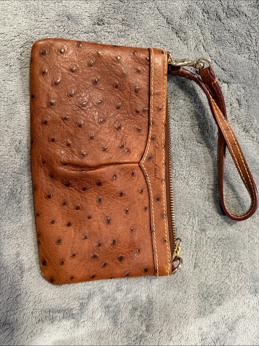 Dooney & Bourke Brown Ostrich-Textured Wristlet